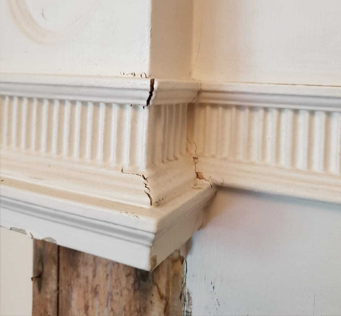 damp causes crack in chimney breast